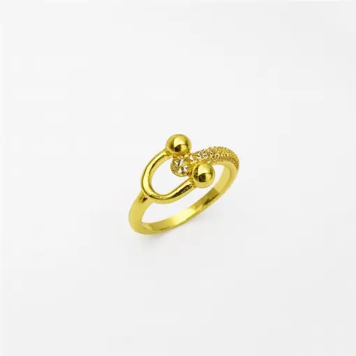 ANEL ARO LISO FRENTE LISO/CRAVEJADA EM `U` | BANHADO EM OURO 18K