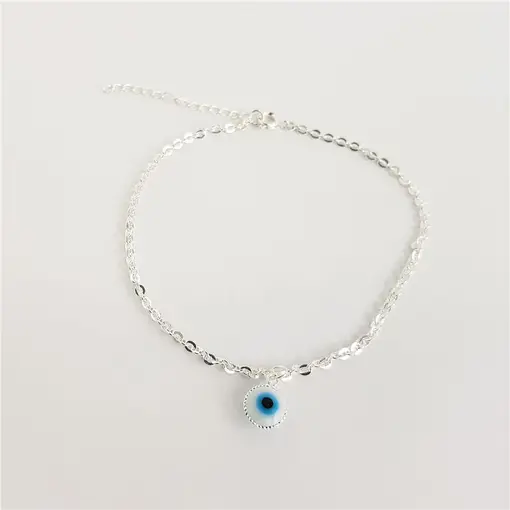 TORNOZELEIRA ELO BAILARINA GROSSO PINGENTE CENTRO OLHO GREGO 9MM