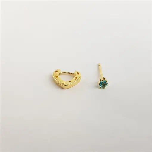 DUPLA PONTO DE LUZ AZUL 3MM X ARGOLA LISA GOTA VAZADA LATERAIS 1