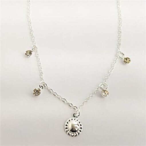 CHOKER ELOS 4PONTO LUZ 1 PG MEDALHA SOL | 30CM | BANHO DE PRATA