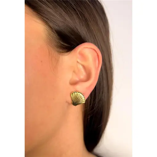 BRINCO CONCHA TEXTURIZADOS E LISO| 1,6CM|BANHADO EM OURO 18K