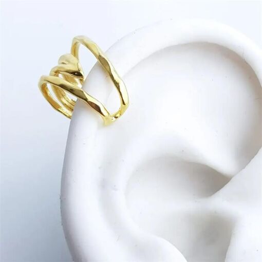 PIERCING 2 AROS TRABALHADOS DETALHE EM V NO MEIO|BANHADO EM OURO