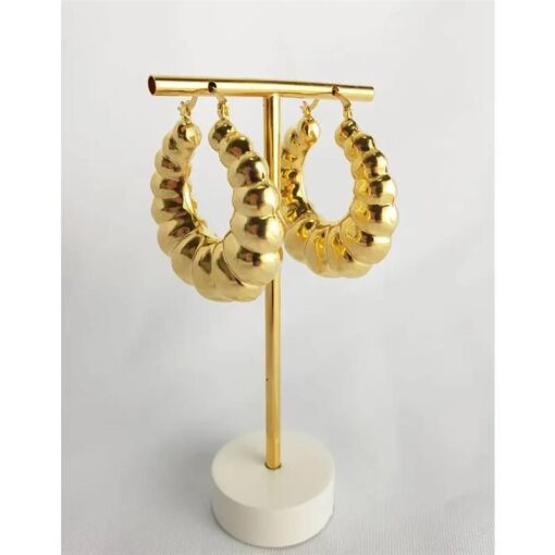 ARGOLA EM GOMOS LISAS FECHO ITALIANO|4,4CM|BANHADO EM OURO 18K