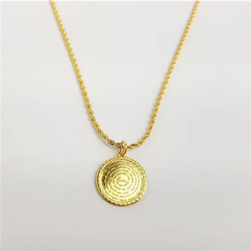 COLAR CORDÃO BAIANO 2MM PINGENTE PLACA ARREDONDADA LISA ORAÇÃO P