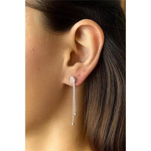 BRINCO GOTA ZIRCÔNIA CRISTAL FRANJA DUPLA | BANHO DE PRATA