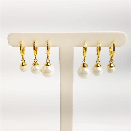 TRIO DE ARGOLAS CLICK LISA PG PÉROLAS  | BANHADO EM OURO 18K