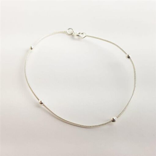 PULSEIRA RABO DE RATO COM MINI ESFERAS 2MM | BANHO DE PRATA