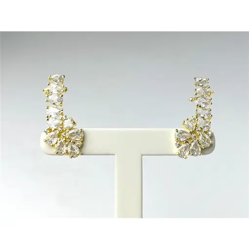 BRINCO EARCUFF EM GOTAS CRISTAL  | BANHADO EM OURO 18K