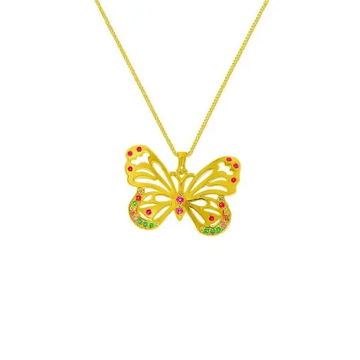 COLAR VENEZIANA PG 1,8CM BORBOLETA VAZADA COM CRISTAIS COLORIDOS