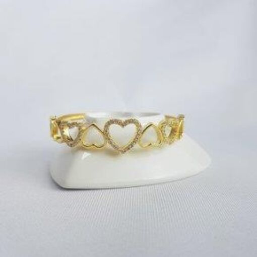 BRACELETE CORACAO VAZADOS CRAV/LISO|BANHADO EM OURO 18K