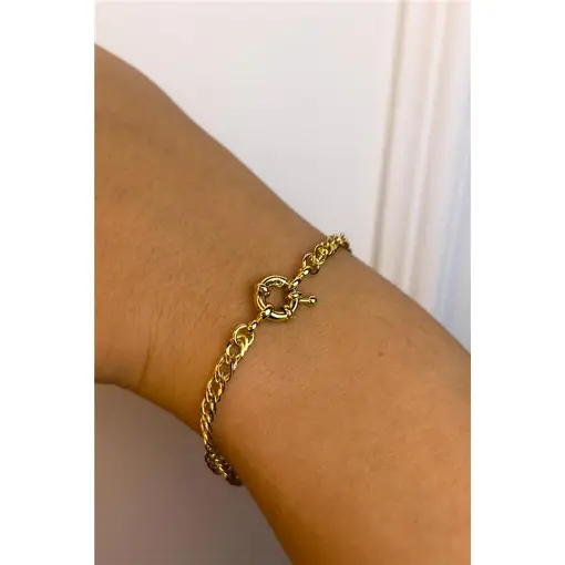 PULSEIRA ENTRELAÇADA COM FECHO BOIA P | BANHADO EM OURO 18K