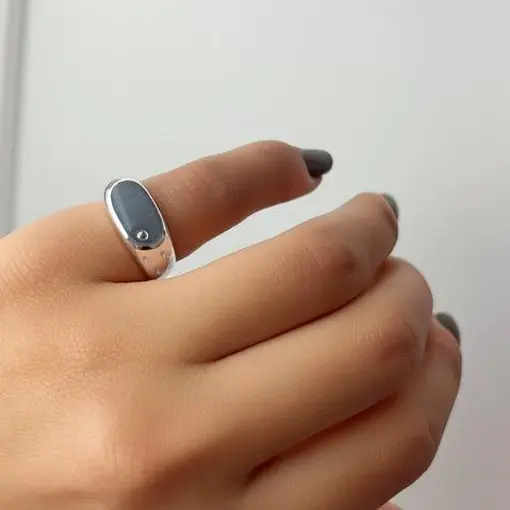 ANEL MINGO ARO LISO LATERAL EM ESTRELAS FRENTE CHAPA OVAL LISA C