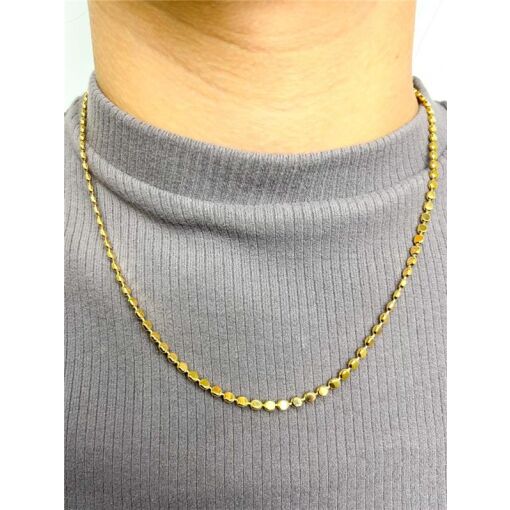 COLAR ELO EM ESFERAS ACHATADAS | 40+10CM | BANHADO EM OURO 18K
