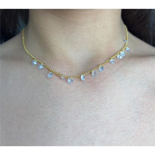 CHOKER ELO PORTUGUÊS  PG CRISTAIS | BANHADO EM OURO 18K