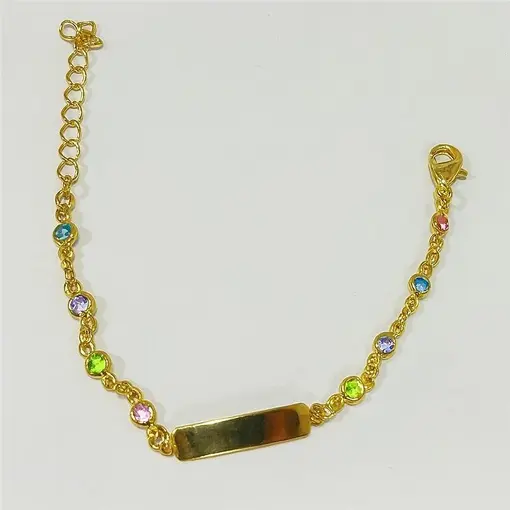 PULSEIRA INFANTIL ELOS INTERCALADOS COM CRISTAIS COLORIDOS CENTR