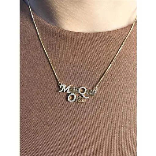 COLAR VENEZIANA CENTRO PINGENTE `MÃE QUE ORA` LISO/CRAVEJADO | B