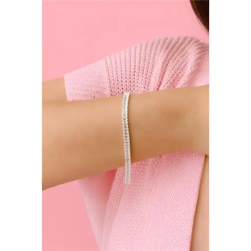 PULSEIRA RIVIEIRA EM CRISTAIS BAGUETES 5MM | BANHO DE PRATA