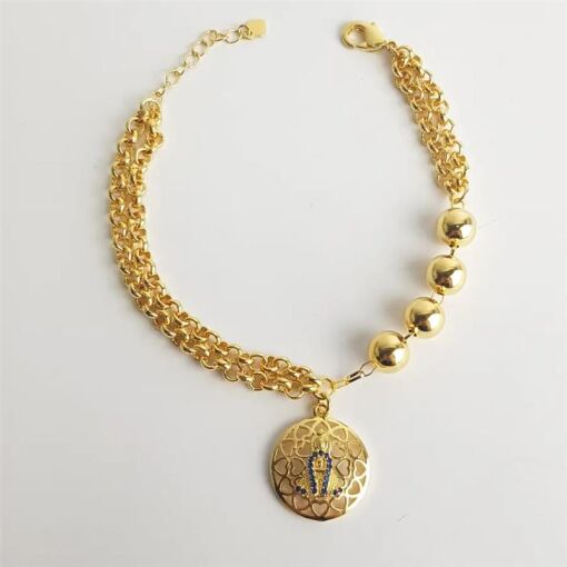 PULSEIRA  ELO PORT DUPLO/4 ESFERA PG VAZ N.SRA| 18CM|BANHADO EM