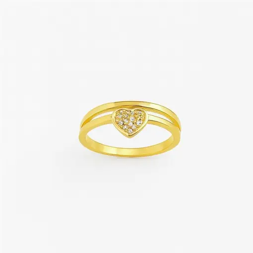 ANEL MINGO ARO LISO FRENTE ARO DUPLO CENTRO CORAÇÃO CRAVEJADO |