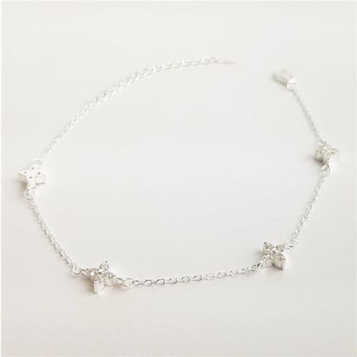 PULSEIRA MINI ELO BAILARINA 4 FLOR CRISTAL| 16+4CM| PRATA 925