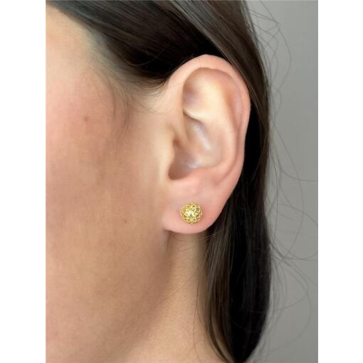 BRINCO ESFERA COM DETALHES VAZADOS | 7MM | BANHADO EM OURO 18K