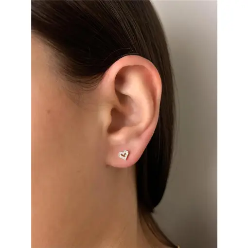 BRINCO 5MM CORAÇÃO CRAVEJADO VAZADO | BANHADO EM OURO 18K