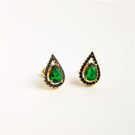 BRINCO GOTA COLORIDA COM RÓDIO NEGRO | BANHADO EM OURO 18K