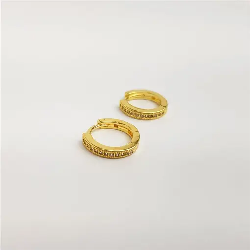 ARGOLA FRENTE CRAVEJADA VERSO VAZADO 2MM| BANHADO EM OURO 18K
