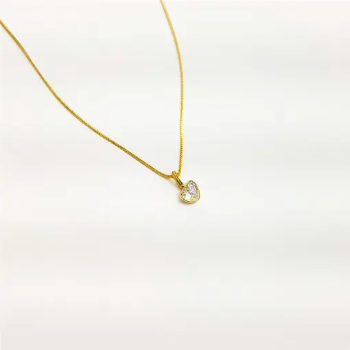COLAR VENEZIANA PG CORAÇÃO CRISTAL | BANHADO EM OURO 18K