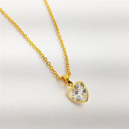 COLAR ELO BAILARINA PG CORAÇÃO CRISTAL 1CM | BANHADO EM OURO 18K