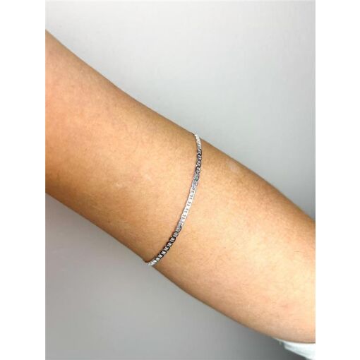 PULSEIRA ELO PIASTRINI 3MM | 21CM | PRATA 925