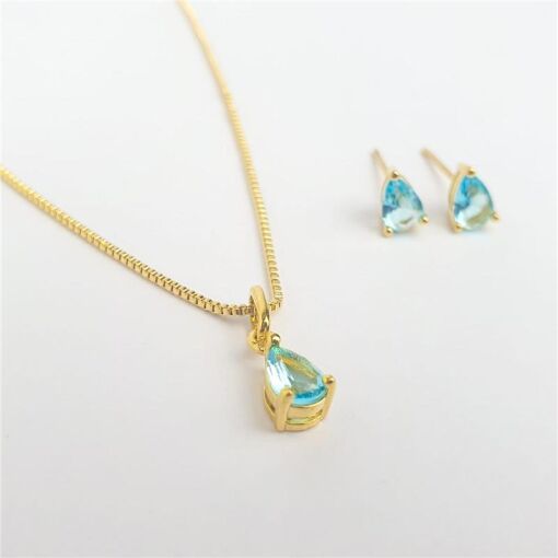 CONJUNTO PEDRA GOTA 7MM INSPIRAÇÃO ALTA JOALHERIA CAIXARIA ALTA