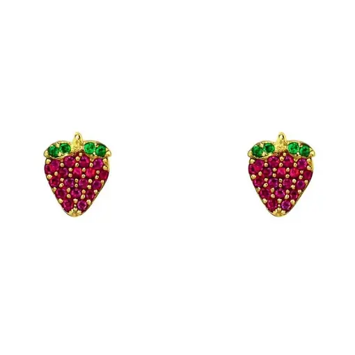 BRINCO 7MM MORANGO ZIRC ROSA/VERDE