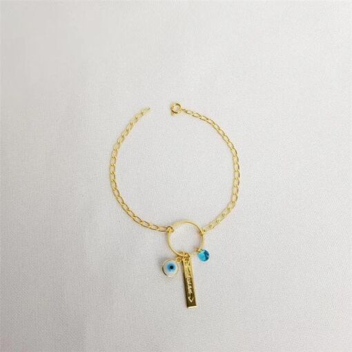 PULSEIRA  PATUA OLHO GREGO, PTO LUZ|18,5CM|BANHADO EM OURO 18K