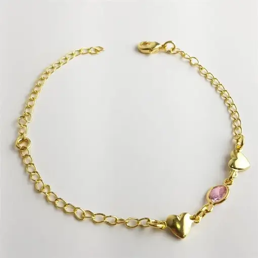 PULSEIRA INFANTIL ELO GRUMET CENTRO PG CRISTAL ROSA LATERAL PG C