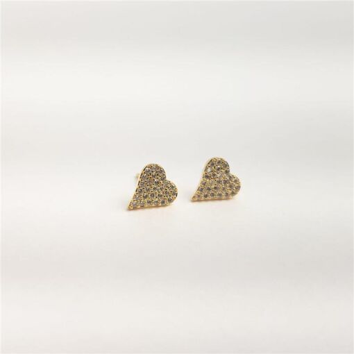 BRINCO CORAÇÃO CRAVEJADO 9MM | BANHADO EM OURO 18K