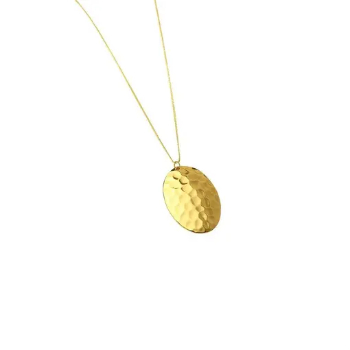 COLAR VENEZIANA PG CHAPA OVAL EM RELEVO ESCAMAS | BANHADO EM OUR