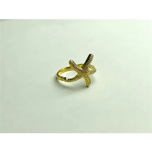 ANEL ARO TEXTURIZADO ENTREMEIO ESTRELA MAR| BANHADO EM OURO 18K