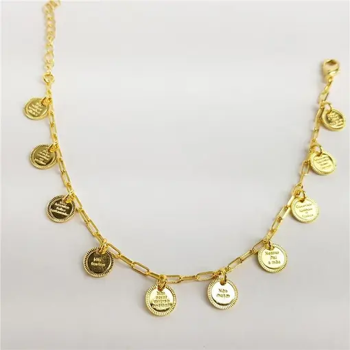 PULSEIRA ELO CARTIER COM PG 10 MANDAMENTOS | BANHADO EM OURO 18K