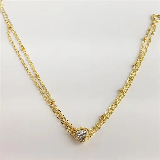 PULSEIRA DUPLA ELO BAILARINA/ MINI ESFERAS LISAS PINGENTE CENTRO