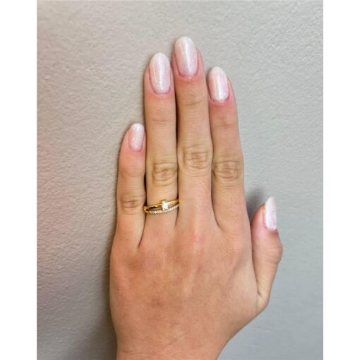 ANEL ARO DUPLO LISO E CRAVEJADO COM CRISTAL OVAL
