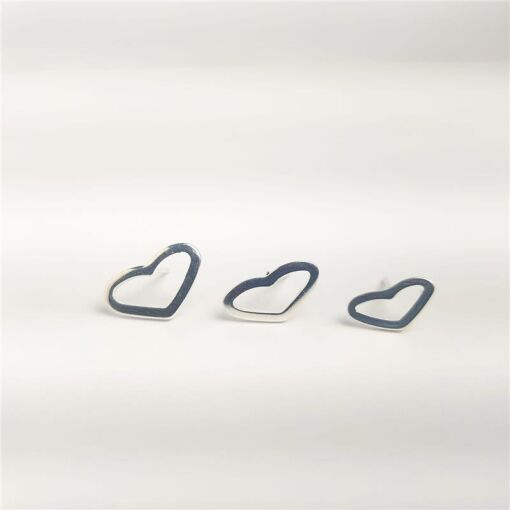 TRIO 7MM X 6MM X 5MM CORAÇÃO ARO LISO VAZADO | BANHO DE PRATA