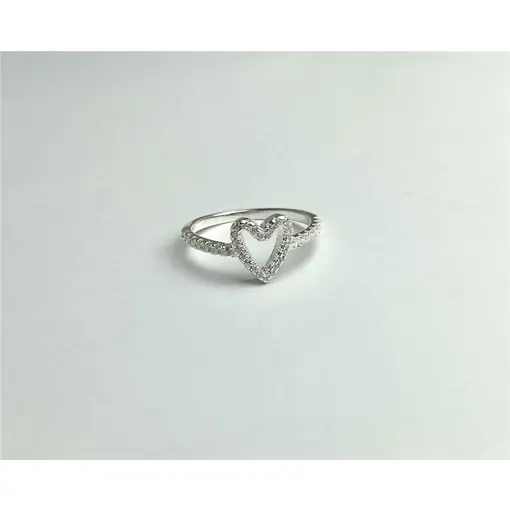 ANEL ARO EM CORAÇÃO VAZADO CRAVEJADO | PRATA 925