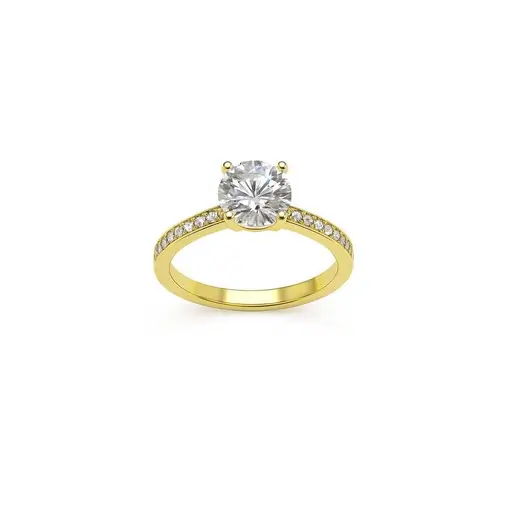 ANEL MINGO ARO LISO FRENTE CRAVEJADA EM ZIRCÔNIA CRISTAL CENTRO