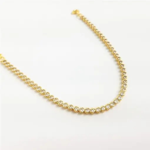 PULSEIRA RIVIEIRA CRISTAL REDONDO 3MM | BANHADO EM OURO 18K