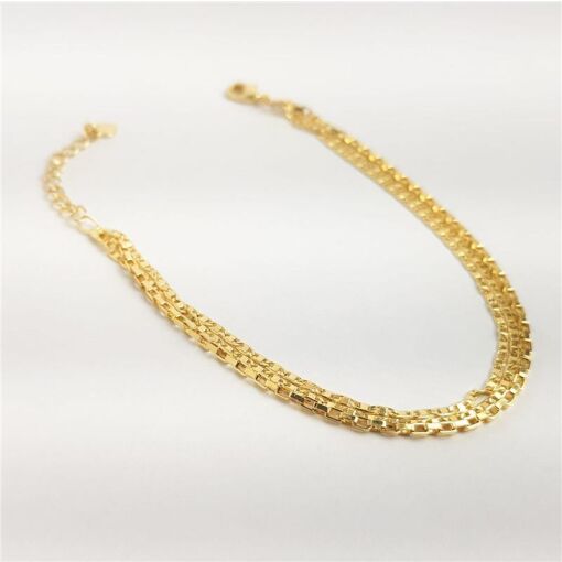 PULSEIRA TRIPLA  ELO PIASTRINI 1MM / ELO TIJOLINHO 1MM | BANHADO