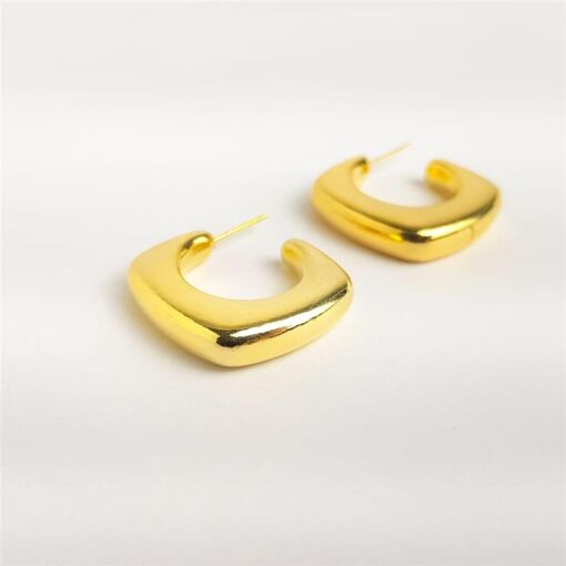 MEIA ARGOLA QUADRADA /ARREDONDADA | BANHADO EM OURO 18K