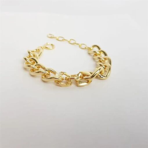 PULSEIRA ELOS C/ DETALHES LISO/CRAV|16+6CM|BANHADO EM OURO 18K