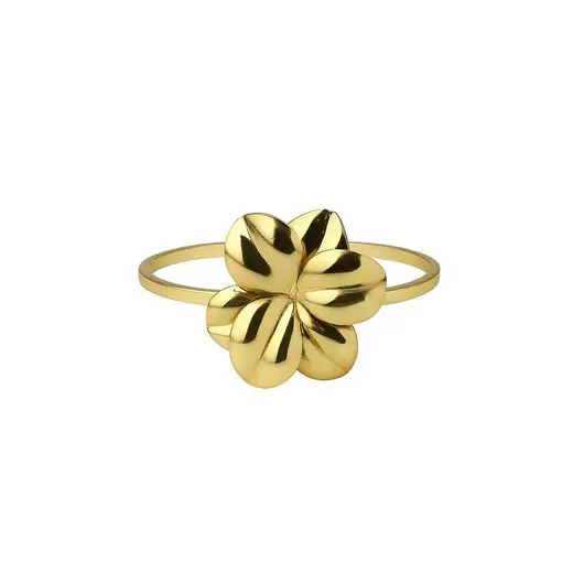 BRACELETE ARO LISO ABERTO CENTRO EM FLOR | BANHADO EM OURO 18K