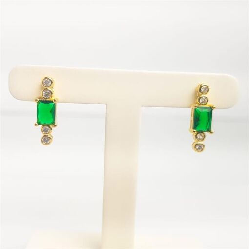 BRINCO 4 PONTOS DE LUZ CRISTAL VERDE ZIRCÔNIA QUADRADO | BANHADO